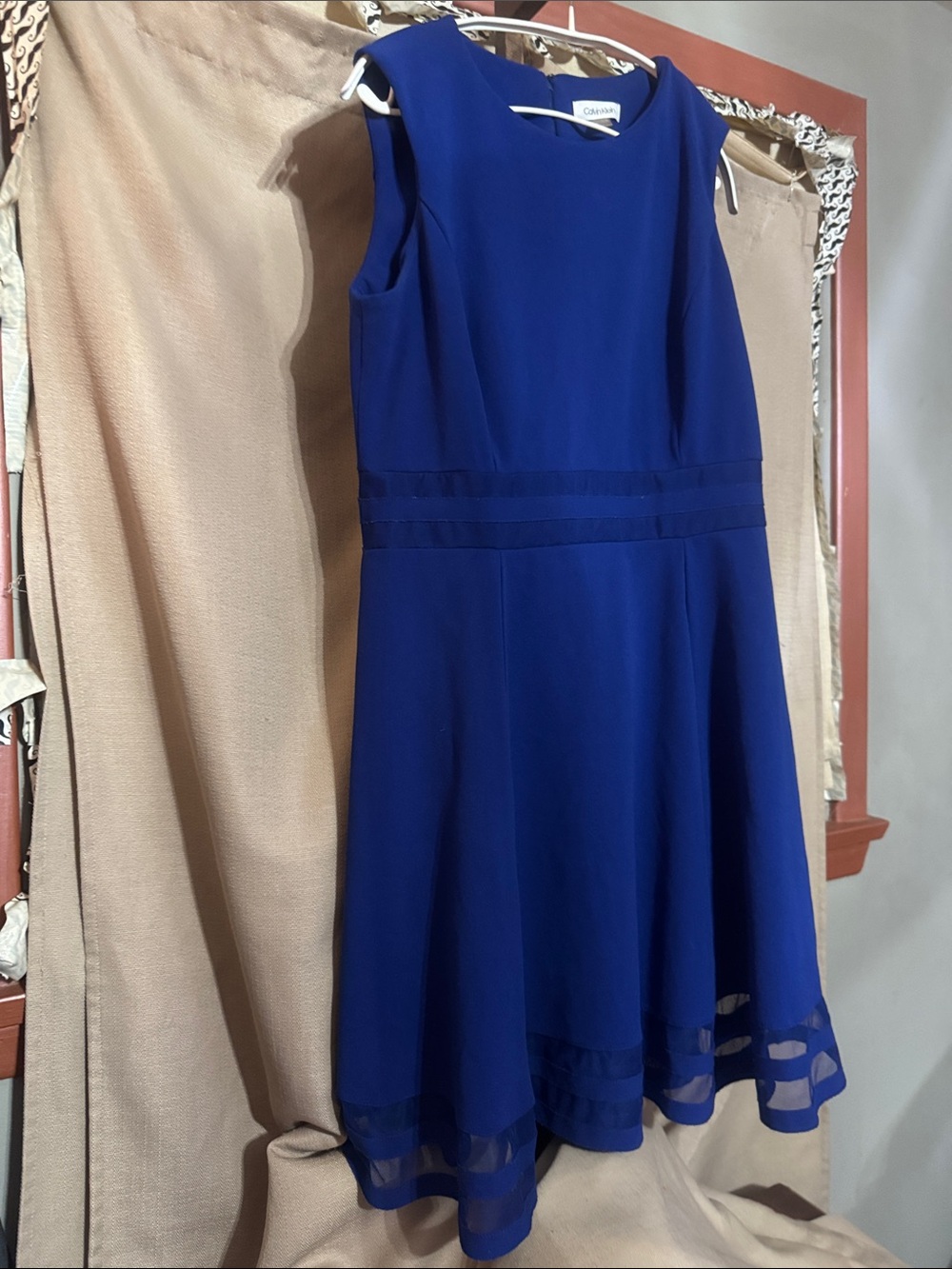Calvin Klein Cobalt Blue Sleeveless A-Line Midi Dress-S-19-11